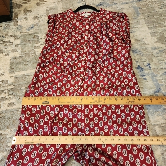 JOIE Silk Noleen Jumpsuit in Rhubarb. Women's size Small.  Pockets - Picture 13 of 16